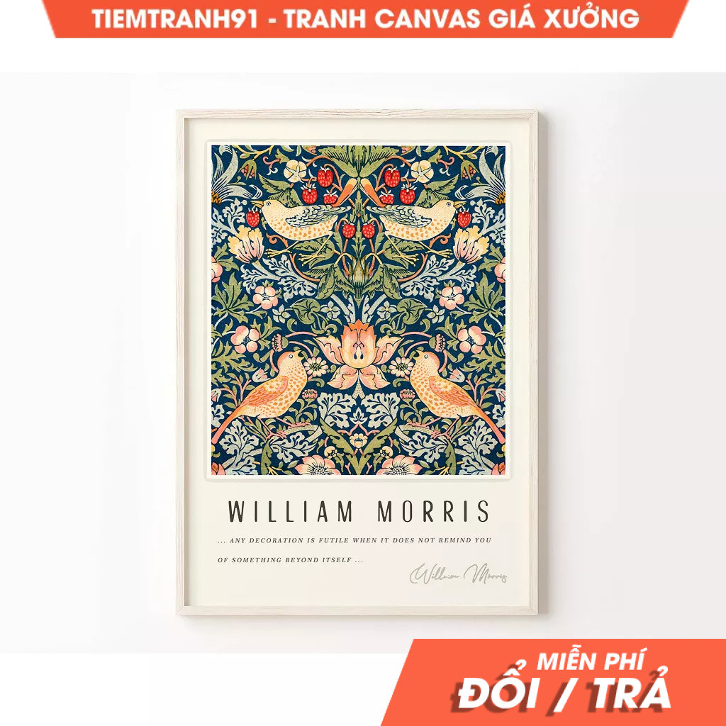 Tranh treo tường, William Morris Exhibition Poster, Art Nouveau, Strawberry Thieves, William Morris,