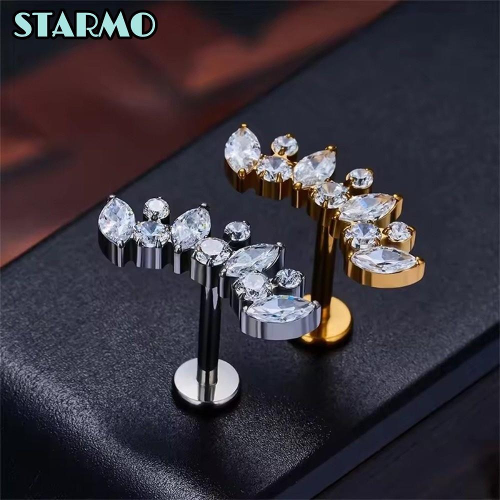 STARMO Helix Piercing, Marquise CZ Bên Trong Ren Labret Piercing, Xuyên Trang Sức G23 Titan Septum P