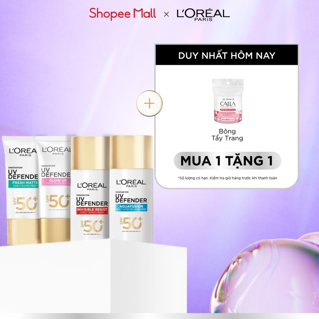 [CHỐNG NẮNG WATERGEL MỚI] Chống Nắng Phổ Rộng Thoáng Da, Kháng Mọi Tác Động UV Defender SPF 50+ PA++++ Loreal Paris 50ml | BigBuy360 - bigbuy360.vn