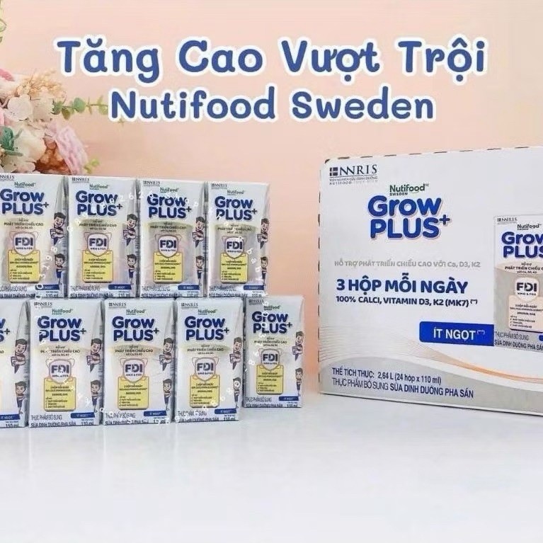 Thùng sữa  Grow Plus+ Bạc loại 110, 180ml hỗ trợ phát triển chiều cao cho bé từ trên 1 tuổi