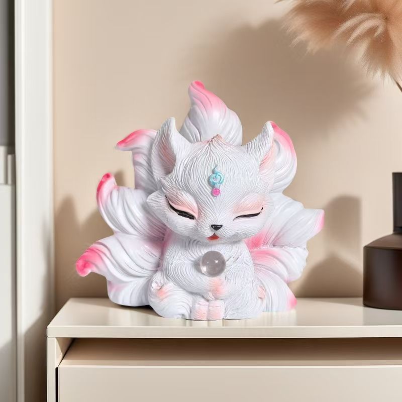 Hot Sale#Nine-tailed Fox Spirit Hall Statue, High-end Decorative Item for Altar, Desktop, Home, and 