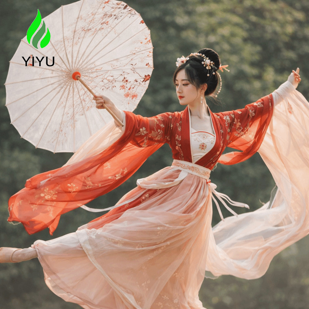 Ô dù giấy dầu cổ điển YIYU, Ô dù nữ bằng vải lụa gấp cầm tay, chống mưa cổ điển 70 cm Phong cách Tru
