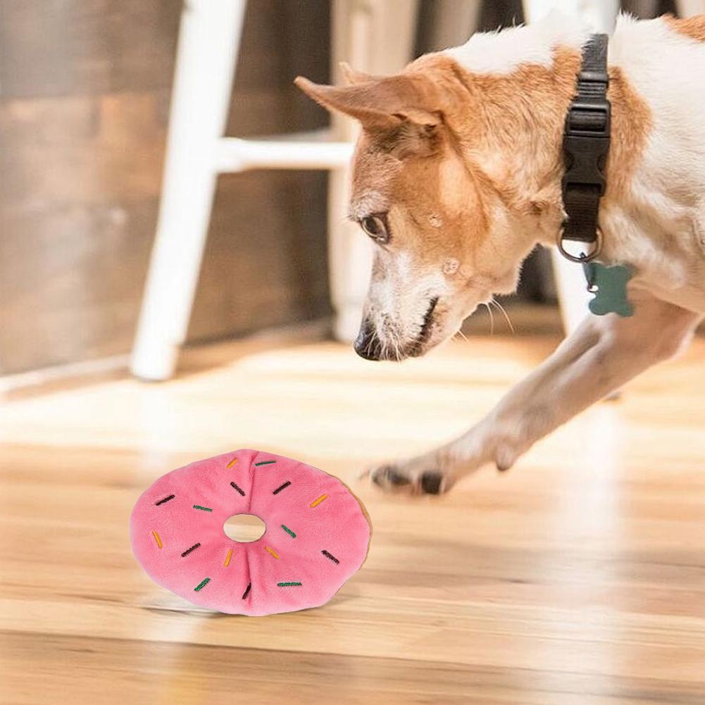 Đồ chơi thú cưng sang trọng tương tác Chó nhai Búp bê Squeaky Donut Lollipop Đồ chơi có âm thanh cho