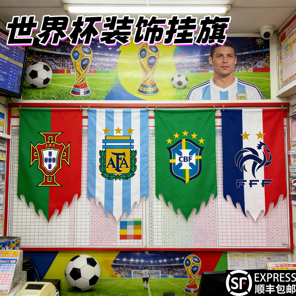 2026 Phong Cách Mới 2026 World Cup Trang Trí 48 Đội Bóng Đá Mạnh Mẽ Cờ Chủ Đề Tấm Thảm Poster Nhà Hà