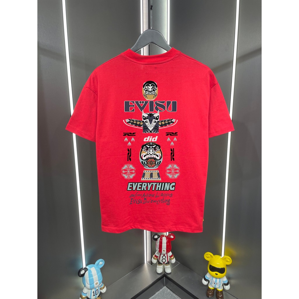 Evisu Evisu 2026 Phong Cách Mới Cú Pháp In Hình Thường Ngày Rời Cổ Tròn Tay Ngắn EDAQ
