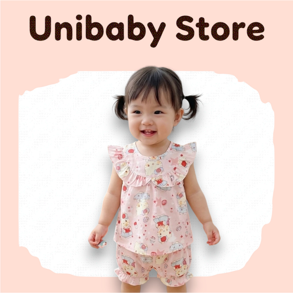 (Về thêm màu) [BÉ 6-13kg] Đồ Bộ Bé Gái, Bộ Quần Áo Bé Gái Vải Tole 2 da Mát Mẻ Unibaby - BT213