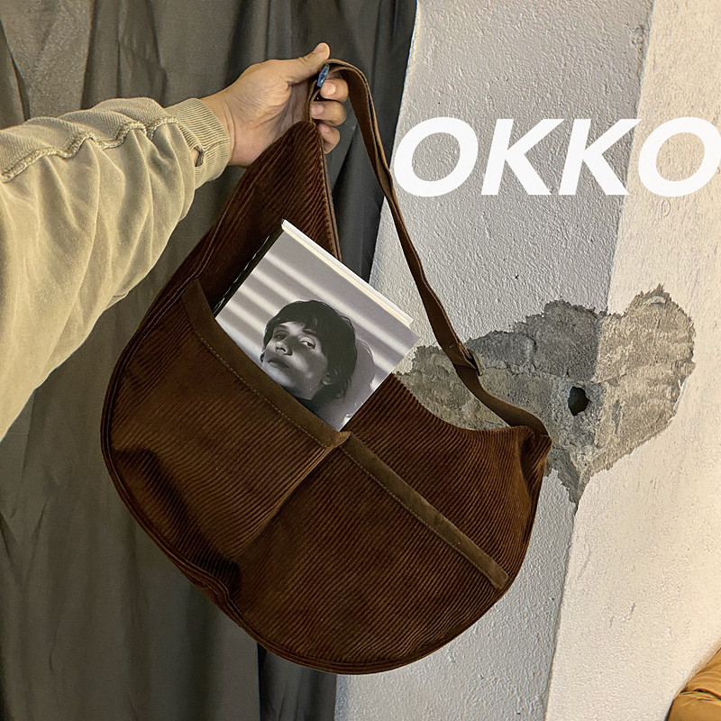 OKKO Hàng hóa Xe máy Túi đeo vai đơn giản Nhật Bản Màu trơn vải nhung Túi đựng bánh bao dung tích lớ