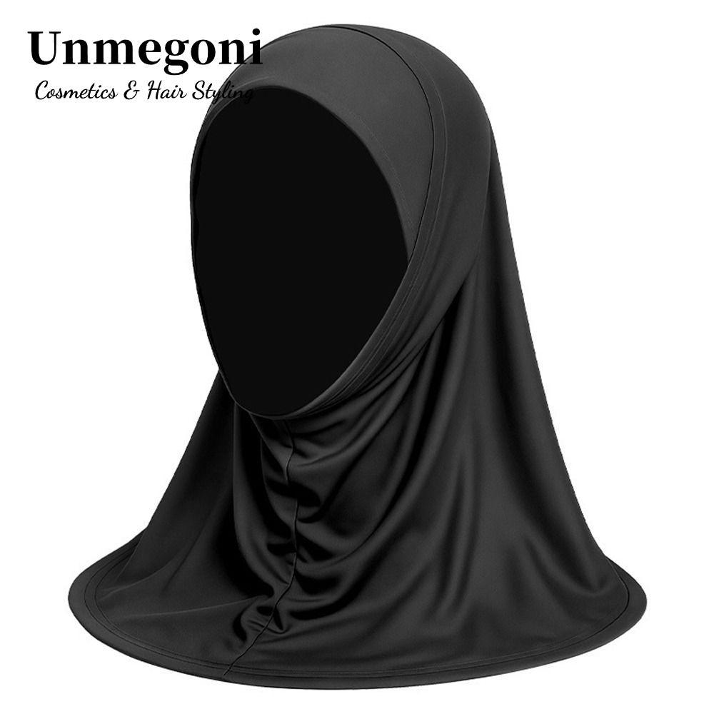 UNMEGONI Khăn Hijab Nữ, Khăn Hijab Bảo Vệ Cổ Nhẹ, Áo Hijab Ăn Liền Màu Trơn Thanh Lịch Spandex Ice S