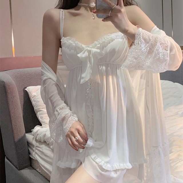 Eo Công Chúa Nữ Gợi Cảm Sling Hai Mảnh Sợi Homewear Phong Cách Phù Hợp Với Váy Ngủ Lưới Ngọt Đáy Áo 