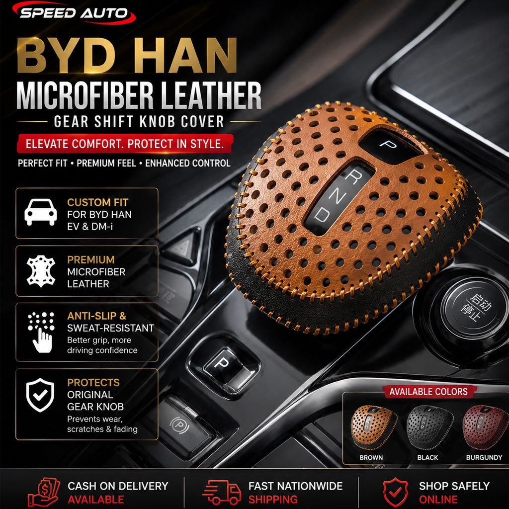 BYD Han Phụ Kiện Microfiber Da Bánh Răng Dịch Chuyển Núm Bao Nội Thất Viền Bảo Vệ Cho BYD Han EV DM-