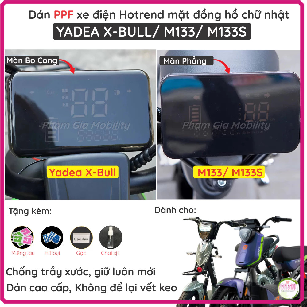 án màn hình đồng hồ chữ nhật xe điện Yadea X-Zone X-Bull X Bull Zone M133 133S Mima M16 Pega 133 chố