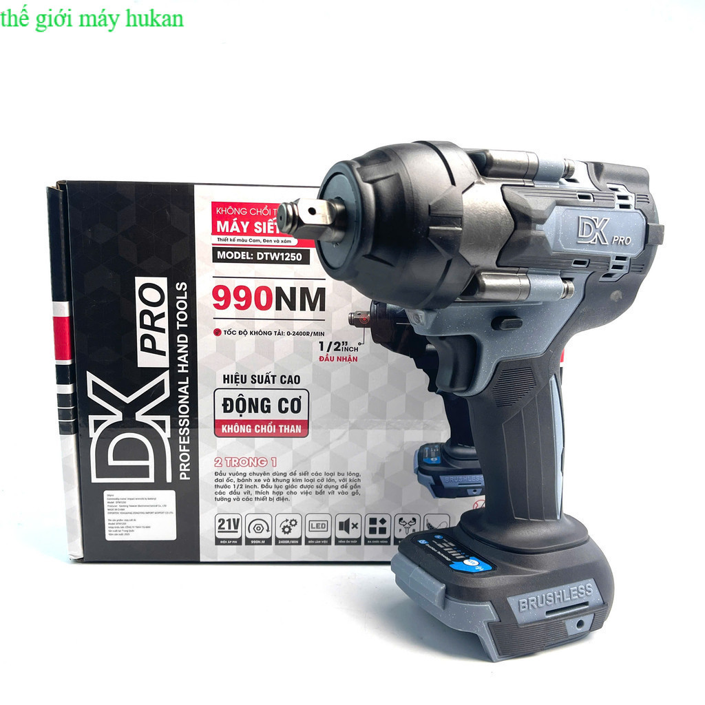 Máy siết Bulong, Máy bắn Bulong Dkpro, Lực siết khủng 980Nm, Mẫu mới THẾ GIỚI MÁY HUKAN