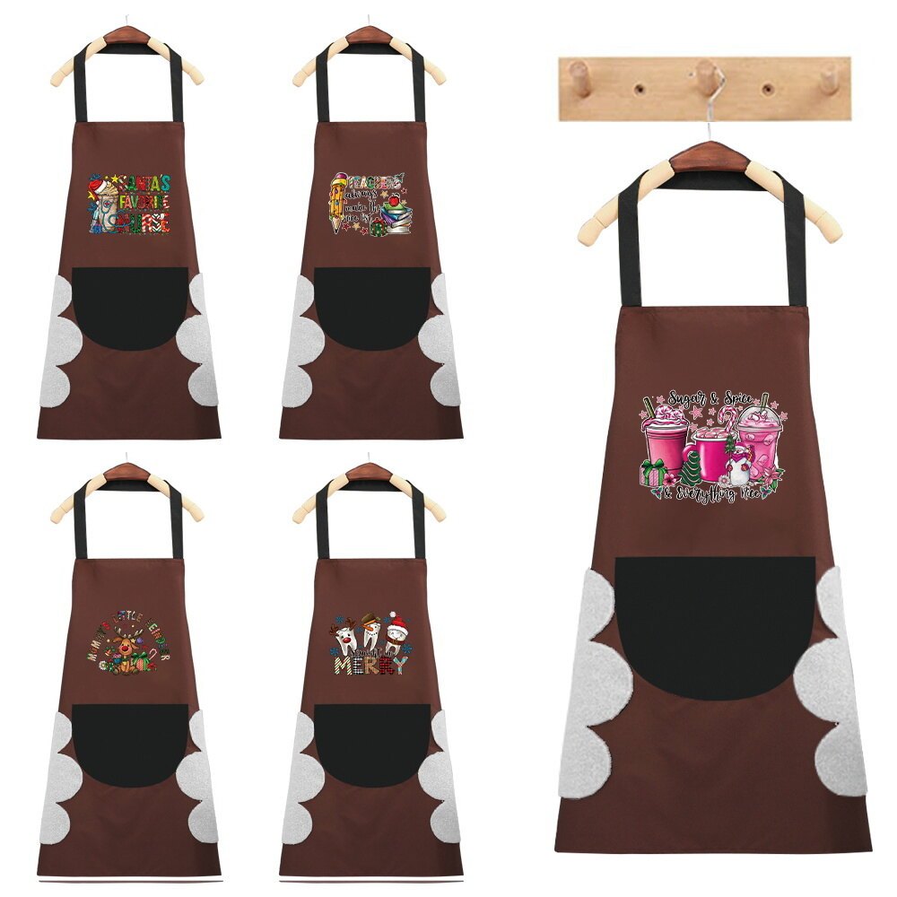 Apron Oil-Proof Hang Neck Apron Chef Apron Water Proof Kitchen Apron With Pocket  Series