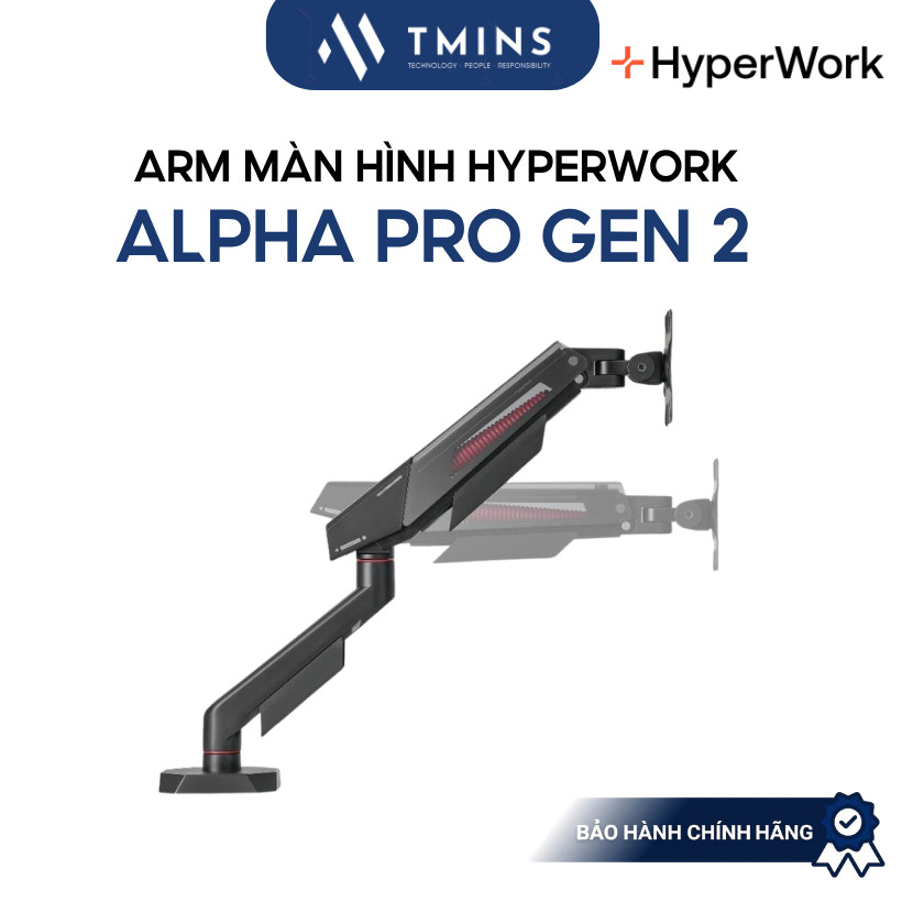 Arm màn hình Hyperwork Alpha Pro Gen 2 Chuẩn VESA 75x75 mm | 100x100 mm - Bảo hành Chính Hãng