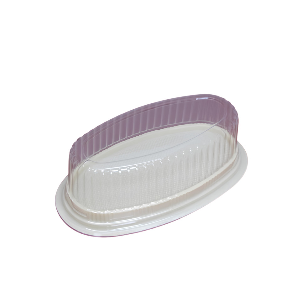 50 Hộp Nhựa Oval Đựng Bánh F70 – Hộp Nhựa Oval F70 dùng đựng bánh bông lan hình oval, chất liệu nhựa