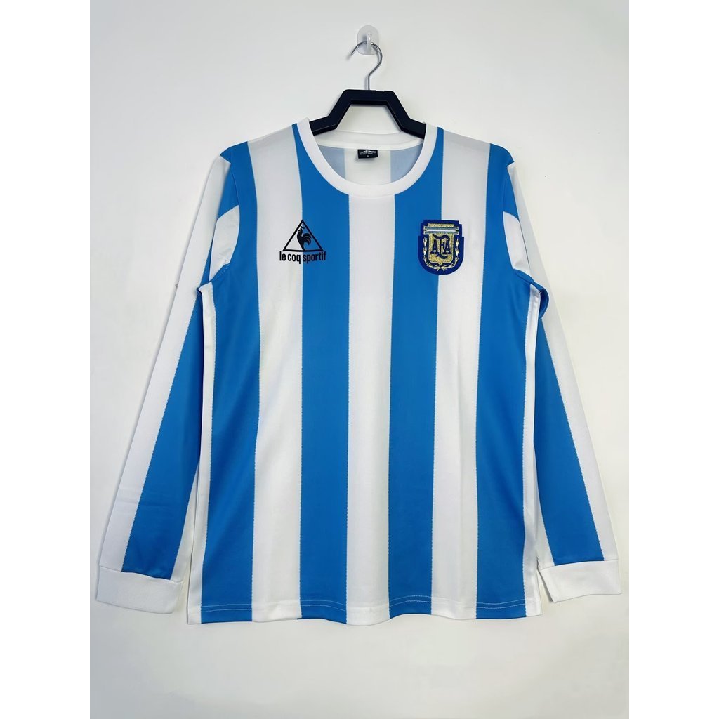 Phiên Bản Retro Argentina 1986 Nam Argentina Áo Sơ Mi Bóng Đá Tay Dài