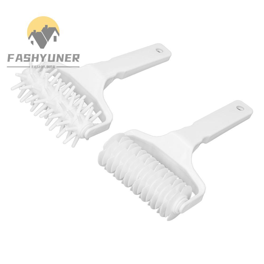 FASHYUNER 2 Chiếc Bánh Pizza Vỏ Con Lăn Docker, Lưới Trắng Con Lăn Cắt Pizza Bột Con Lăn Docker, Nhự
