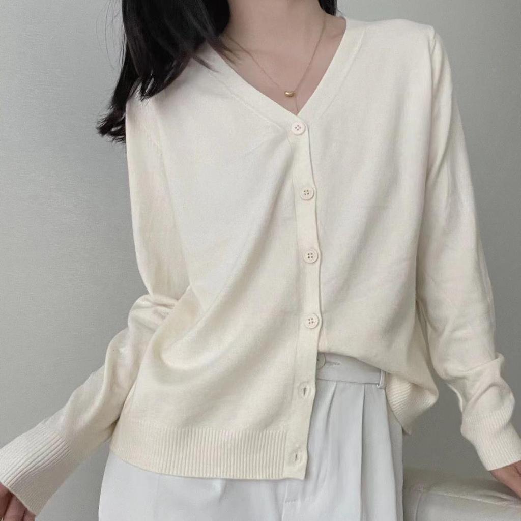 Mùa Xuân Thu Phong Cách Mới Áo Len Màu Trơn Nữ Phiên Bản Hàn Quốc Slim-fit Ôm Hơn Nhìn Andy Cổ Chữ V