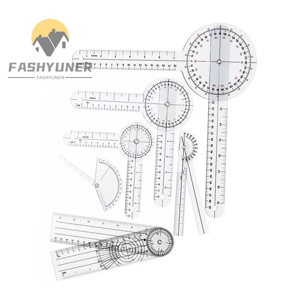 Bộ máy đo độ trong suốt FASHYUNER 6 chiếc, thang chất liệu PVC 360° Bộ thước đo góc trong suốt 360 đ