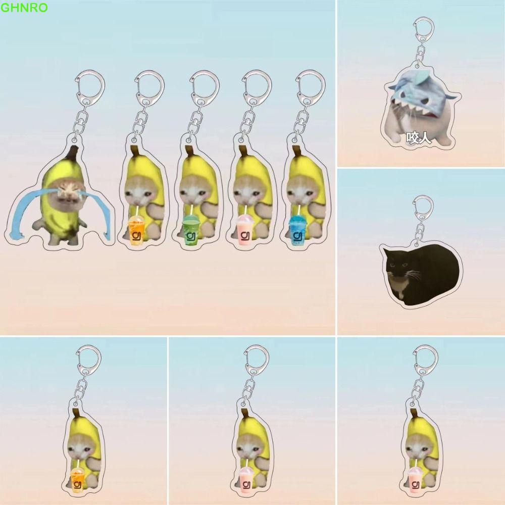 GHNRO Happy Banana Cat Móc khóa, Ba lô Banana Cat Charm Banana Cat Dây chuyền điện thoại di động, Tú