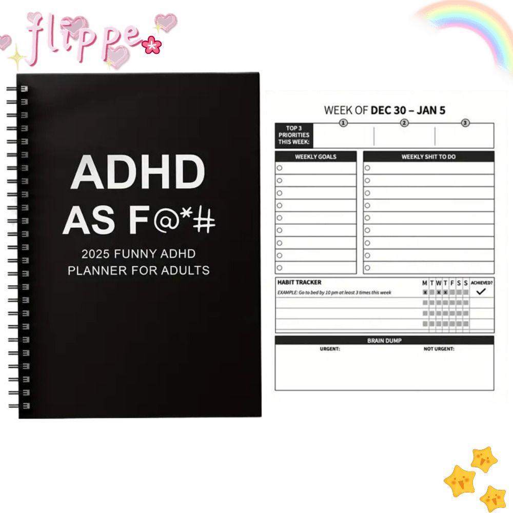 FIPE ADHD Planner 2025, Cá Tính Hàng Tháng 2025 Ngộ nghĩnh ADHD Planner, Quà Tặng 12 Tháng Lịch Gia 