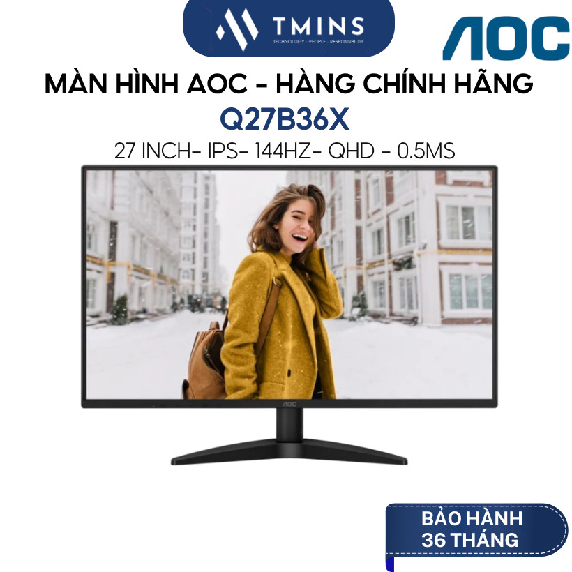 Màn Hình AOC Q27B36X (27 inch/ IPS/ 2K/ 144Hz/ 0.5ms) - Hàng chính hãng