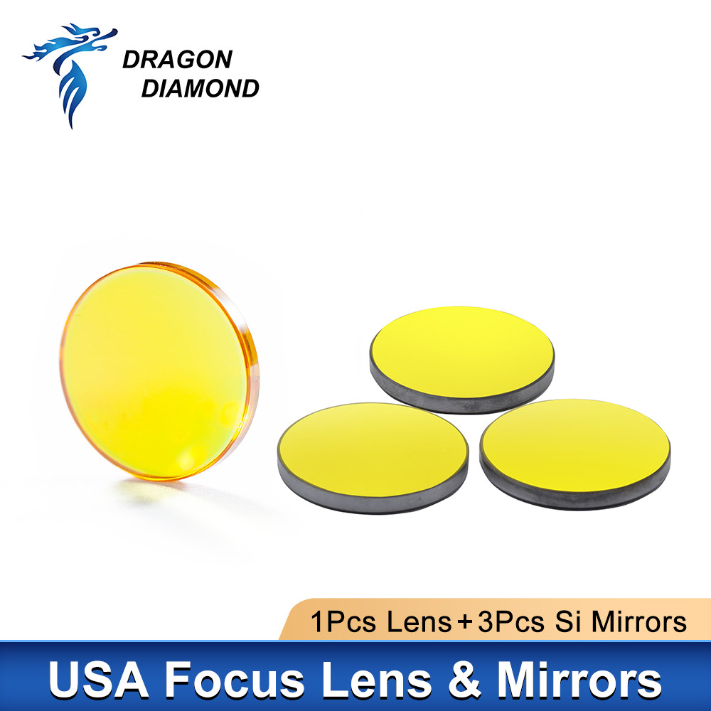 Dragon Diamond 1 Piece USA CVD ZnSe Ống kính lấy nét + 3 Gương phản quang Si cho máy khắc Laser công