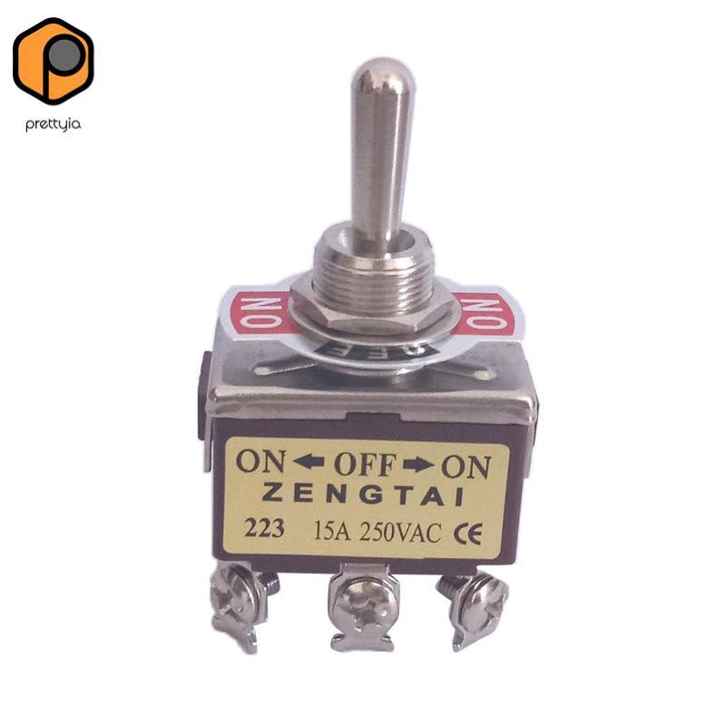 Công tắc bật tắt SiaBiced, AC 250V 15 Amp, 6 Pin 3PDT Bật / Tắt / Bật 3 vị trí Mini
