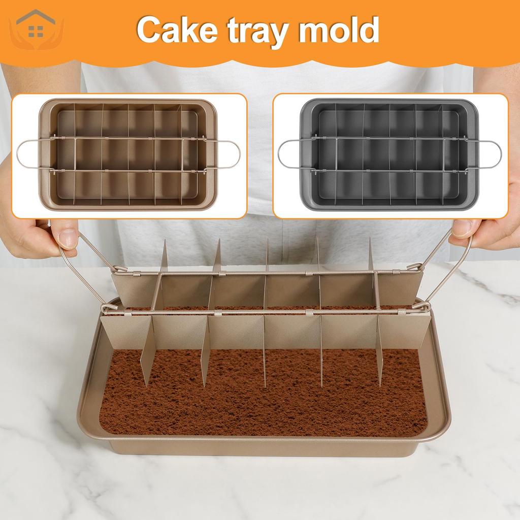 Chảo Brownie có ngăn chia 18 Chảo nướng Brownie cắt sẵn bằng thép Carbon Khay nướng bánh chống dính 