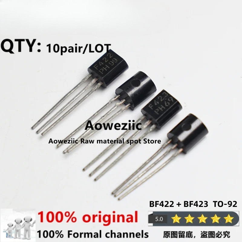 10 chiếc 100% Mới Nhập Khẩu Chính Hãng BF422 BF423 F422 F423 TO-92 NPN + PNP Transistor