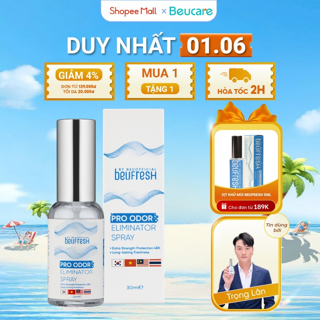 Xịt khử mùi toàn thân, lăn khử mùi BEUFRESH ngăn tiết mồ hôi, hạn chế mùi cơ thể 30ml