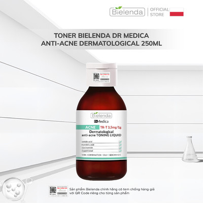Toner Bielenda Dr Medica Anti-acne Dermatological làm sạch sâu, phục hồi da và giảm mụn - 250ml