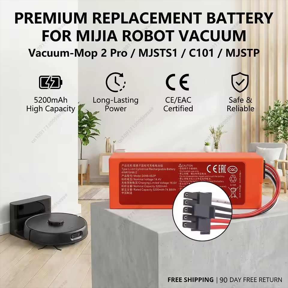 Pin – 5200mAh, dành cho Máy hút bụi Robot Xiaomi 2 Pro MJSTS1 / C101 / MJSTP Cleaner