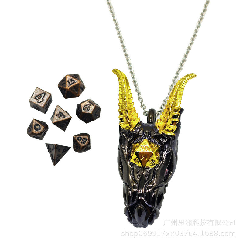 Nhà sản xuất Kim loại Dragon Head Dice Set Board Game Xúc xắc nhiều mặt DND Running Group Dice Dunge
