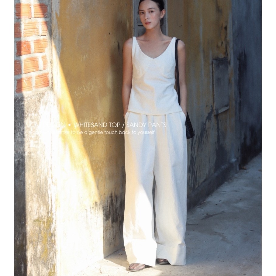 Quần linen dáng dài form suông gập gấu - Sandy Pants(+% phí sàn) - By OM Design