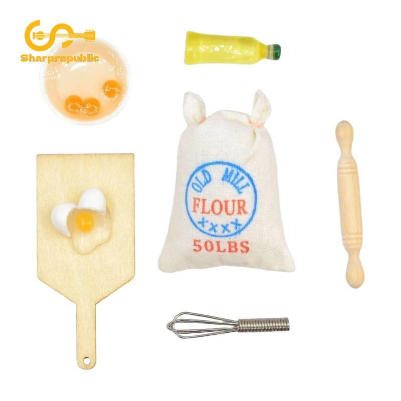 Sharprepublic 7 Miếng Phụ Kiện Nấu Ăn Mini Chi Tiết Thực Tế Nhà Búp Bê Bộ Nấu Ăn Nhà Búp Bê Bằng Gỗ 