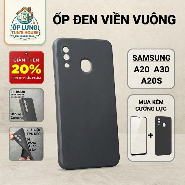 Ốp lưng Samsung A03, A03s, A03 Core Ốp Nhà Tun trơn màu đen | Ốp điện thoại SS galaxy dẻo bảo vệ cam