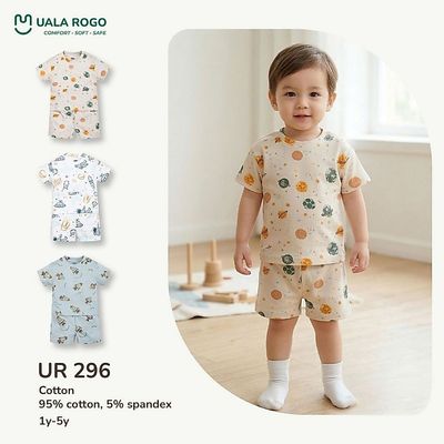 Bộ cộc cho bé Ualarogo 1-5 tuổi vải Cotton co giãn mềm mại thoáng khí UR 296