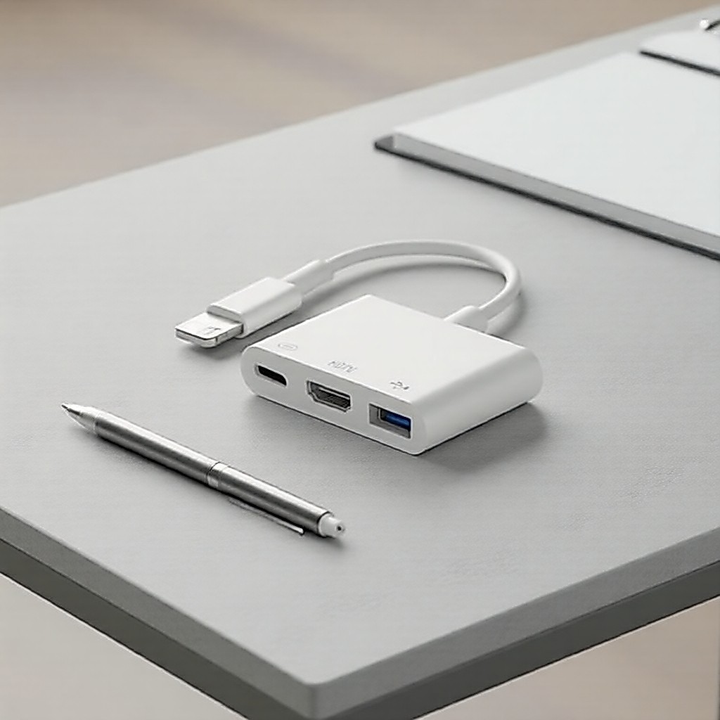 Bộ Hub OTG 3 trong 1 cho iPhone, Bộ chuyển đổi AV HDTV với cổng sạc USB