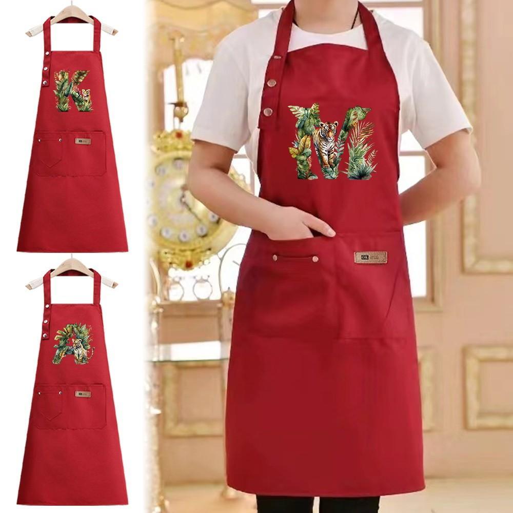 Tạp dề Chef's front pocket  Aesthetically pleasing Standard style Gardening   jungle tiger letter Pr