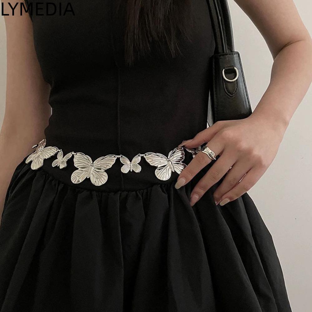 LYMEDIA Thắt lưng Bohemian, Dây thắt lưng hợp thời trang cổ điển, Váy tua rua bướm Y2K Trang trí hoa