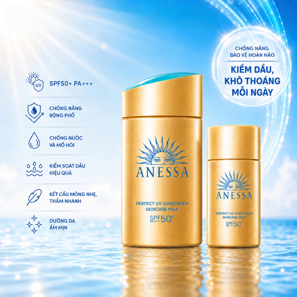 Sữa Chống Nắng Anessa Perfect UV Sunscreen Mild Milk & Skincare Milk 60ml #AS01