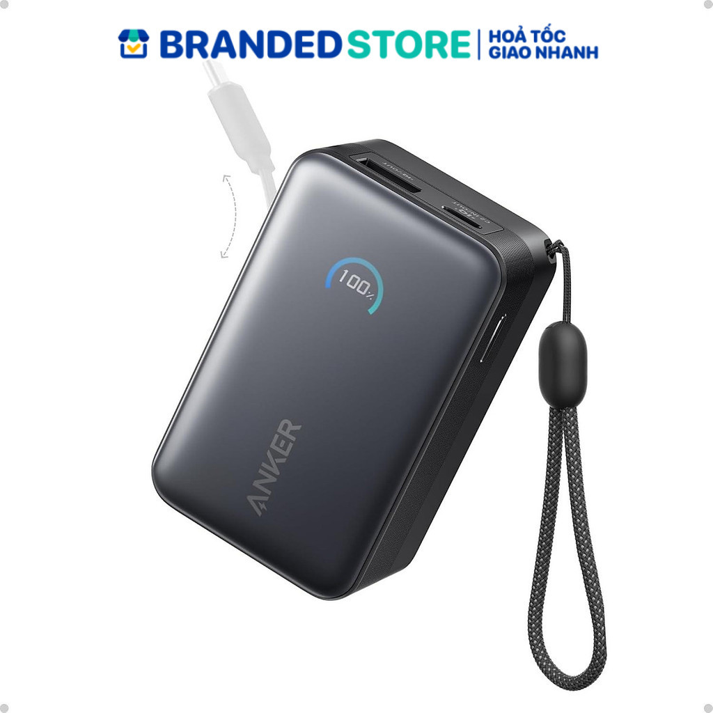 [HỎA TỐC] Sạc Dự Phòng Anker Nano A1638 10000mAh 45W, Cáp USB-C Rút Gọn Tích Hợp, 2 USB-C 1 USB-A, M