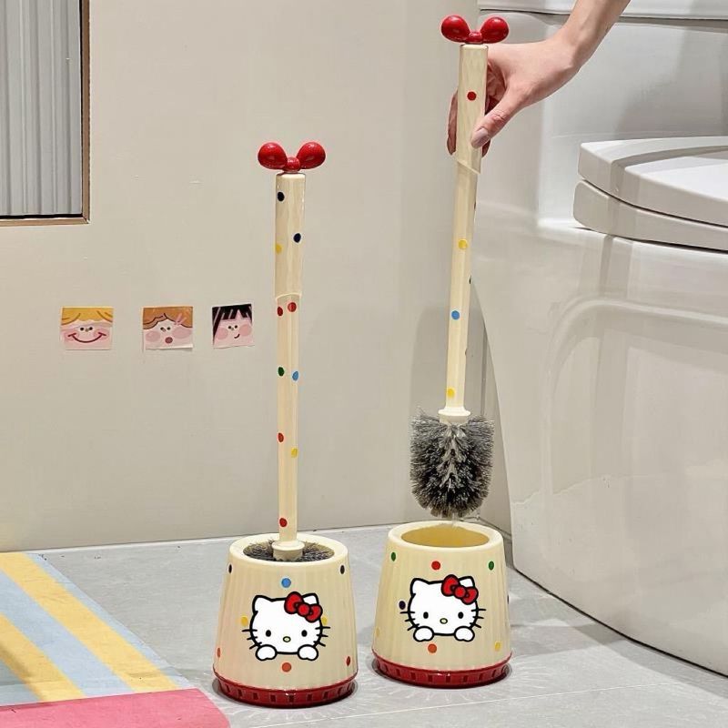 hellokitty cute toilet brush, a household toilet cleaning wonder, long-handled toilet brush for the 