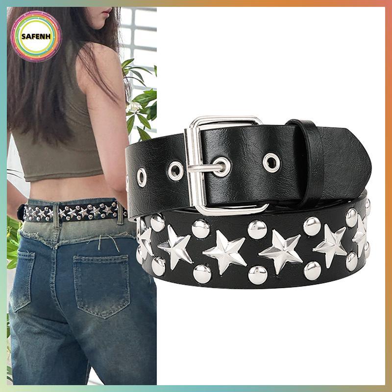 SAFENH Rivet Hollow Bullet Punk Belt - Thắt lưng da đinh tán Gothic Ro có thể điều chỉnh dành cho nữ