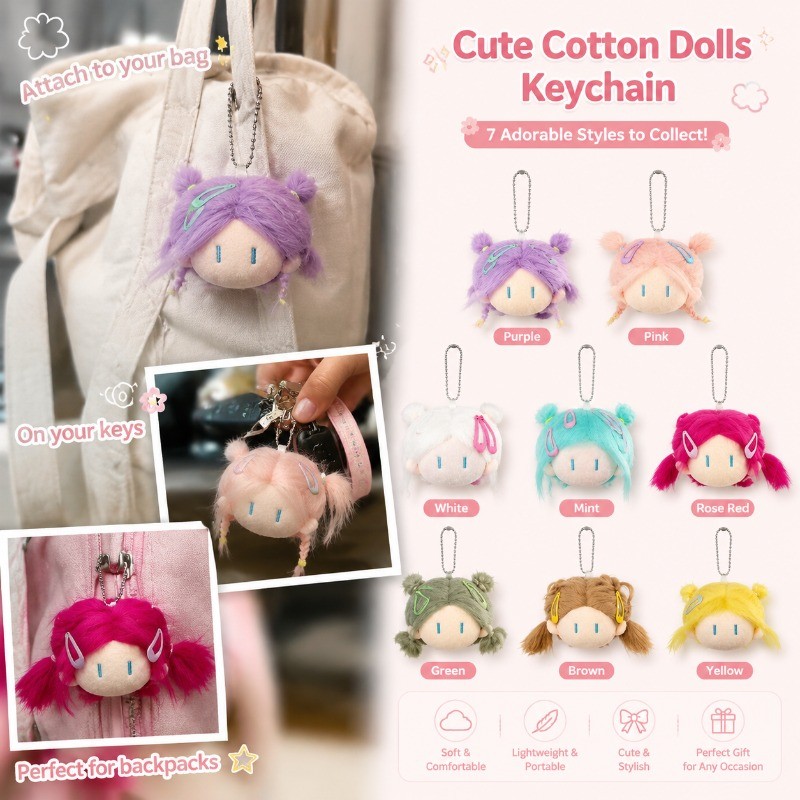 Búp bê chiên đầu bóng Bestie 's Little Thing Hai búp bê Cotton Mặt dây chuyền sang trọng Món quà nhỏ