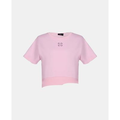 GIGI - Áo croptop nữ cổ tròn tay ngắn phối logo_G1201T232240-41