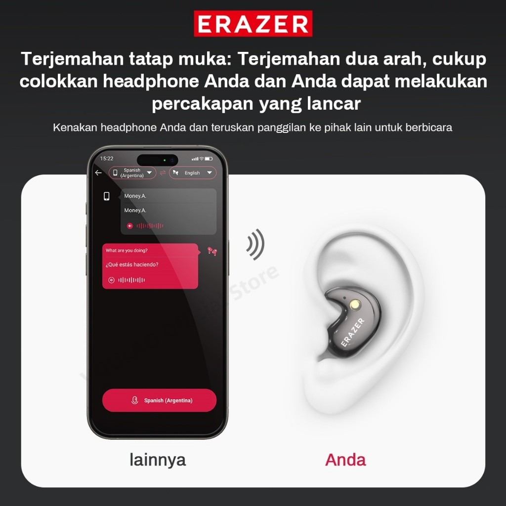 ERAZER XF58 Tai nghe Bluetooth không dây V6.0 Tai nghe nhét tai MINI ngủTWS In-Ear AI Dịch 134 loại Tai nghe ngoại ngữ IPX5 Chống mồ hôi HI-FI | BigBuy360 - bigbuy360.vn