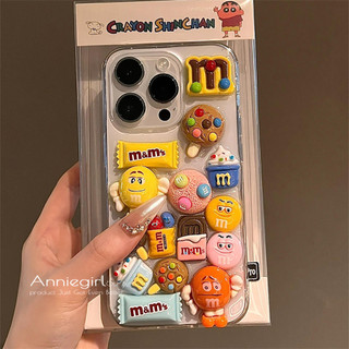 Ốp Điện Thoại Trong Suốt Lấp Lánh 3D M & M Dễ Thương Cho Iphone 11 17 16 15 14 Pro Max 12 13 Promax 14 / 15plus Ốp lưng TPU Mềm Chống Sốc