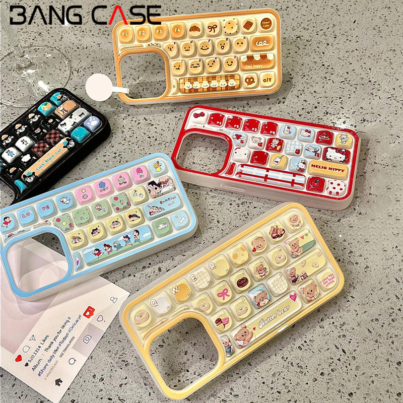 For IPhone 17 16 15 14 13 12 11 Pro Max Air Xr Xs Max 7 8Plus Cartoon Crayon Kitty Butter Bear Keybo